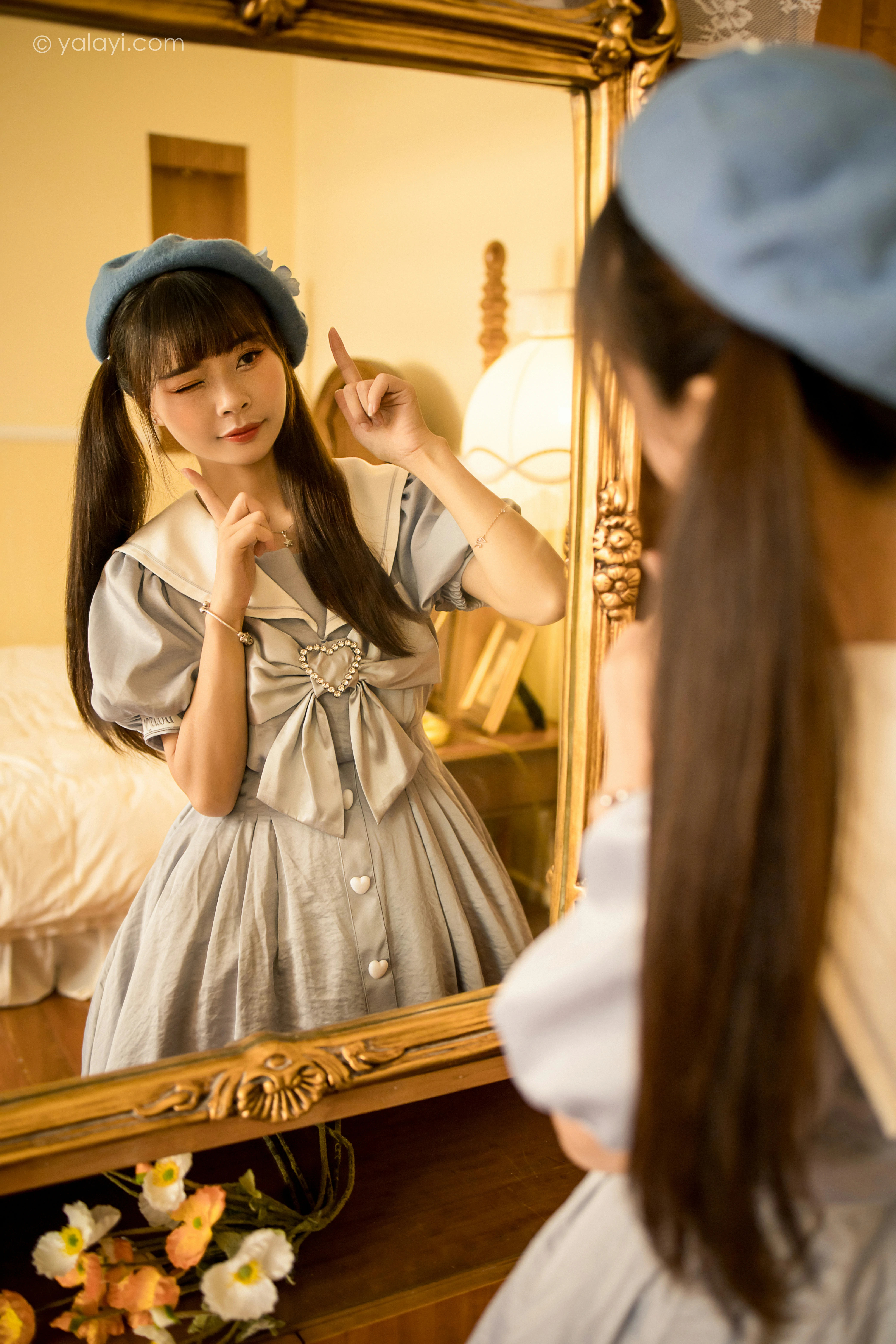 [YALAYI雅拉伊]NO.859 JK水手制服 程小蝶 灰色连身制服居家清纯写真集第3张