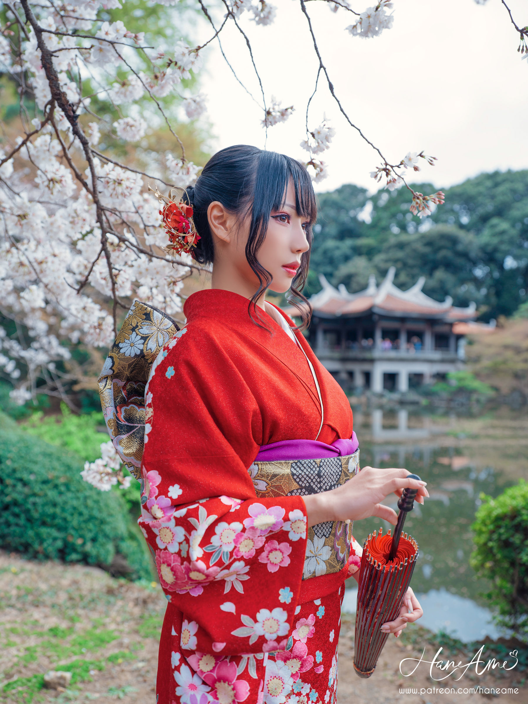 [COS福利] Hane Ame 雨波 - 赤紅和服第10张