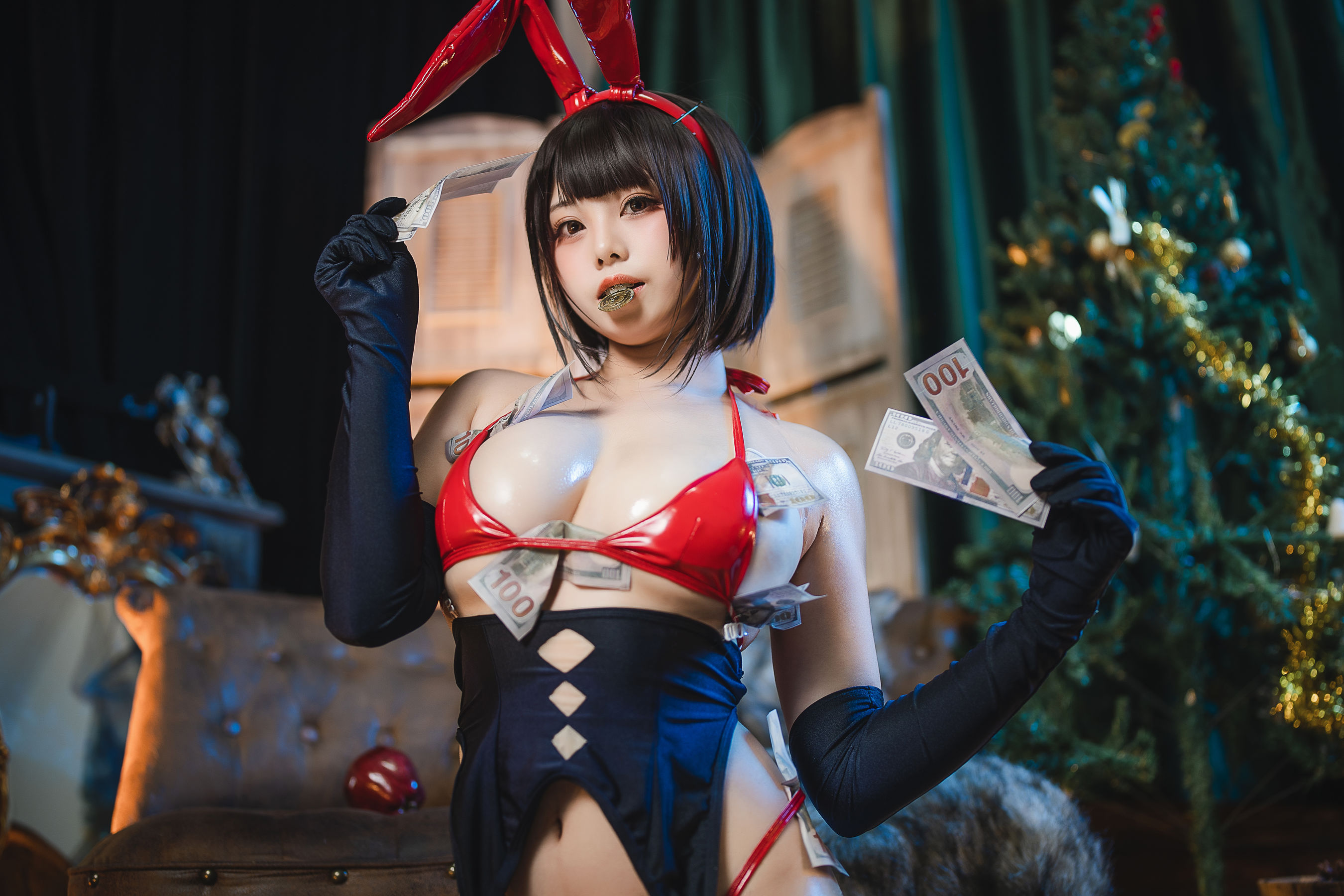 [网红COS] 萌系小姐姐蜜汁猫裘 - 魔太郎圣诞第15张