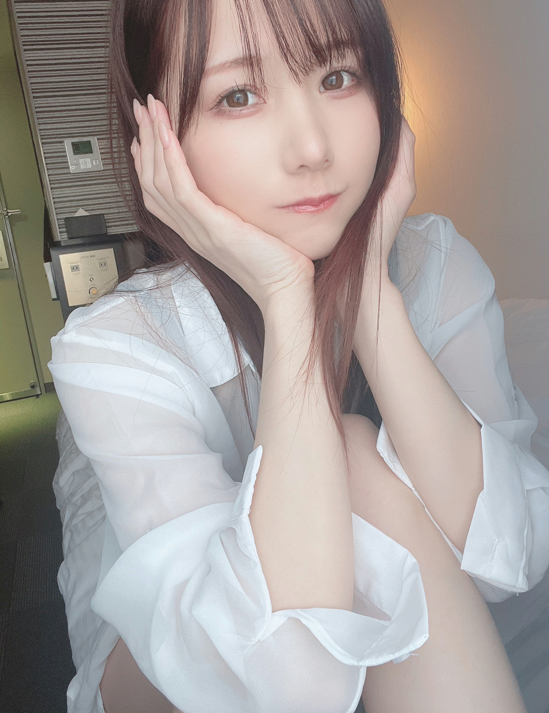 [福利COS] 日本甜美COSERけんけん[fantia] 20220128-透けシャツ×ランジェリー第2张