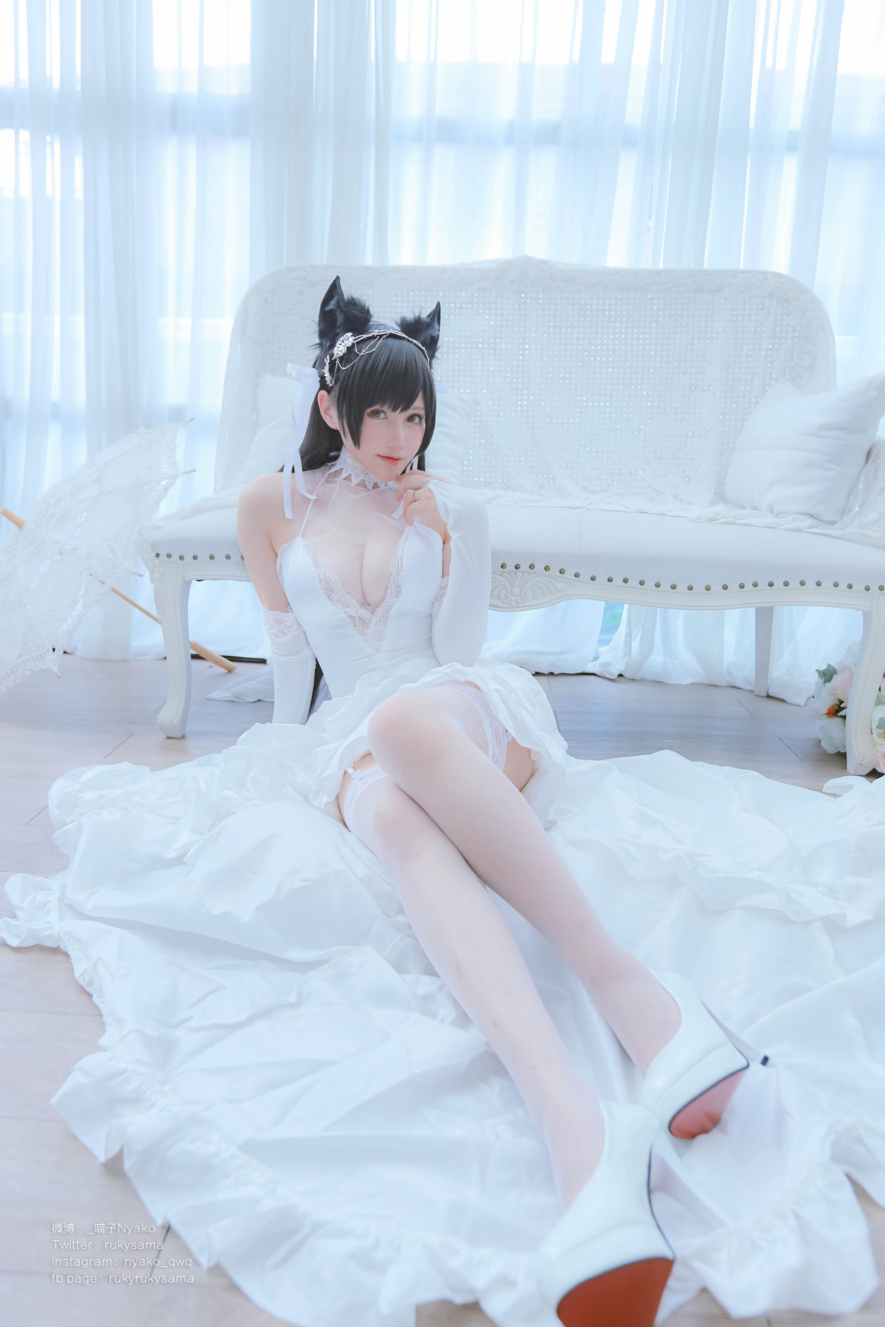 [福利COS] 萌妹子Nyako喵子 - 爱宕婚纱第8张