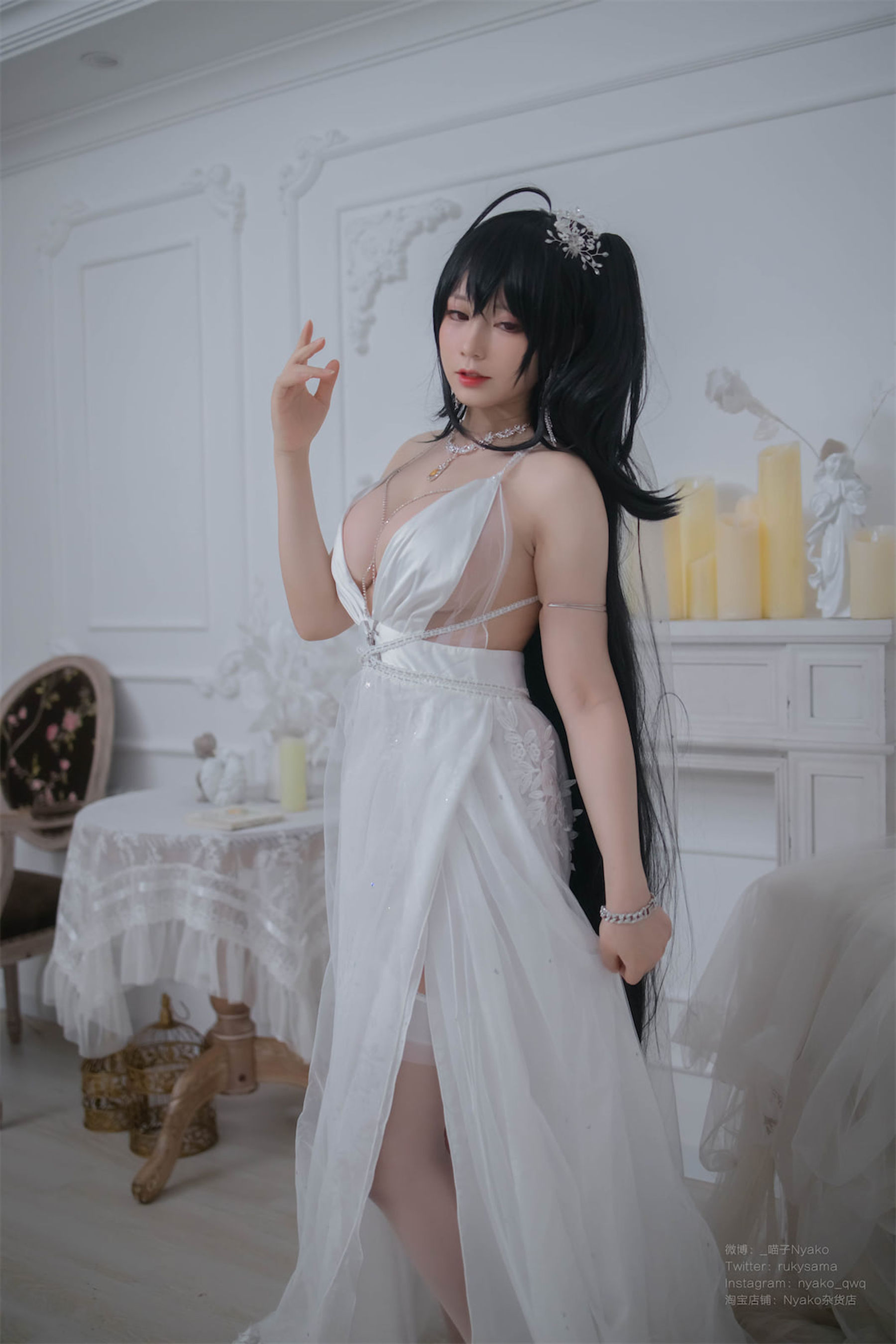 [福利COS] 萌妹子Nyako喵子 - 大凤纯白婚纱第7张