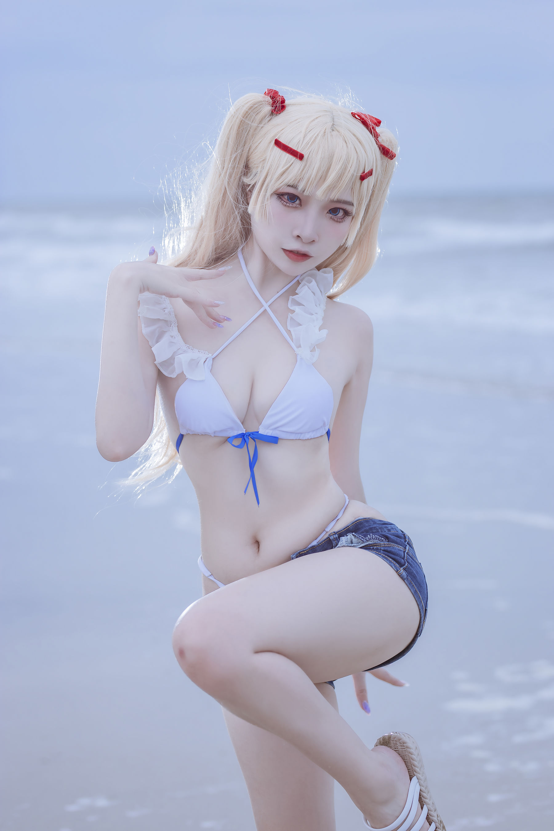 [福利COS] 人气Coser二佐Nisa - 碧蓝 苏塞克斯泳装第1张