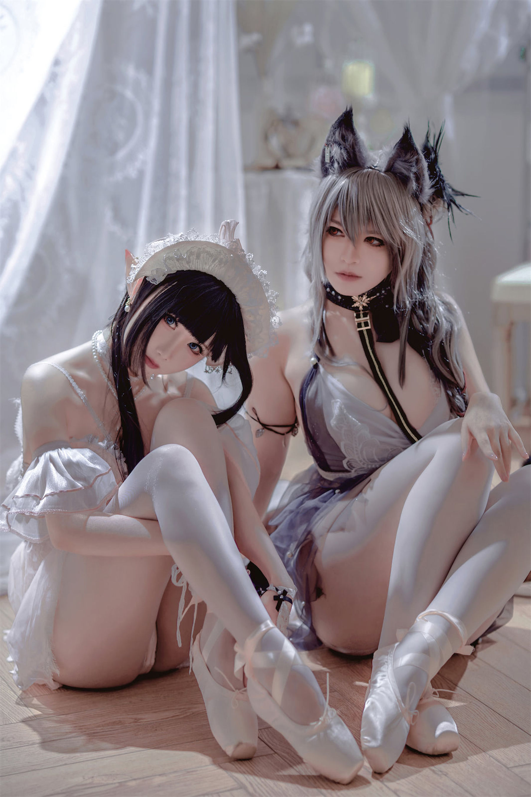 [福利COS] 可爱人气Coser面饼仙儿&amp;amp;半半子 - Arknights 黑x森蚺バレエ第7张