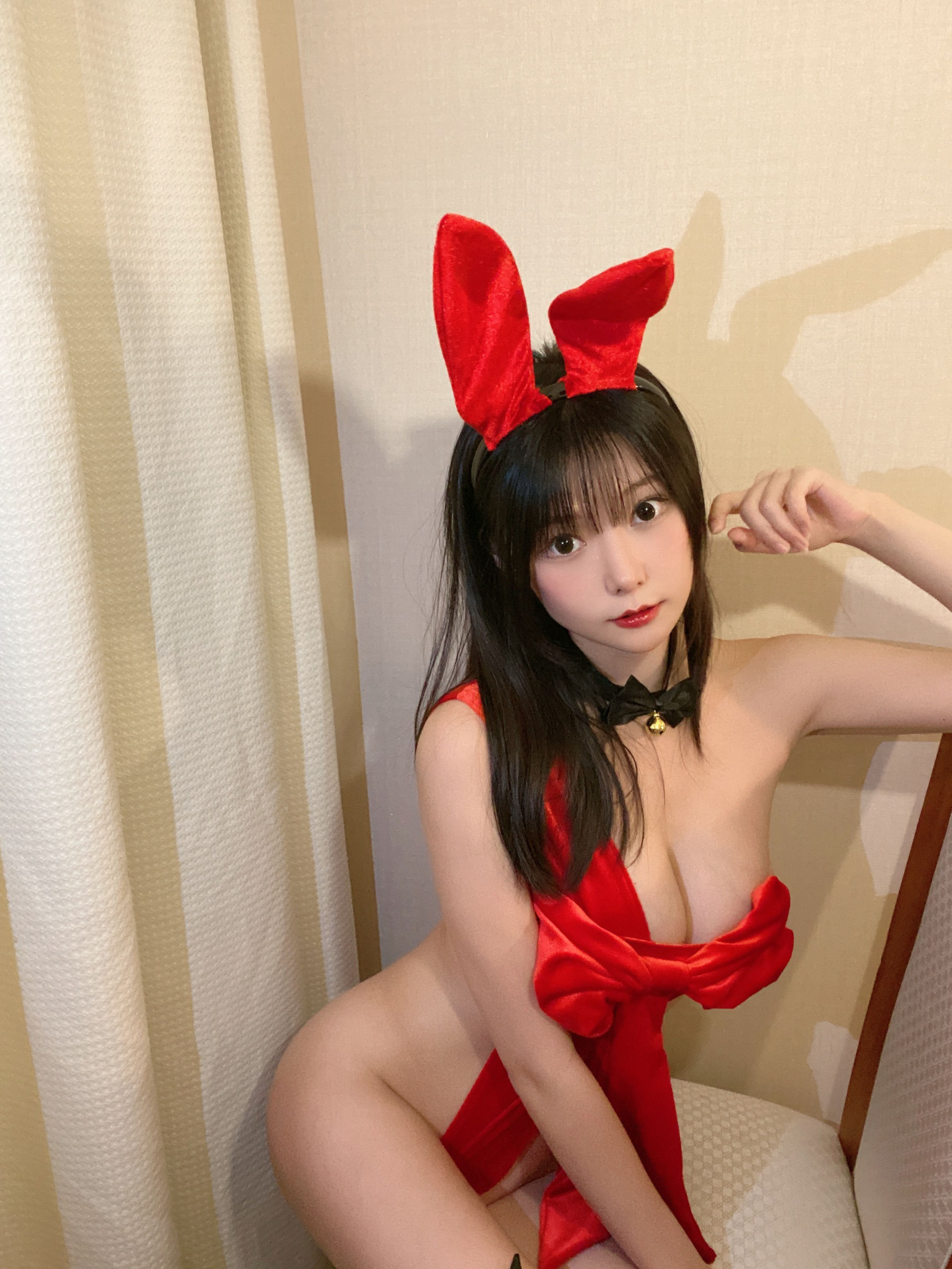 [福利COS] 香草喵露露写真 - 红色丝带第13张