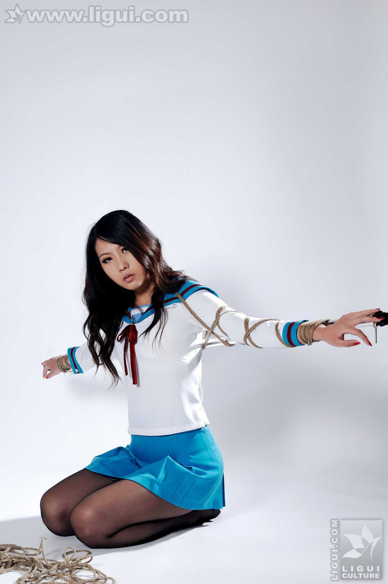 Model 幽幽《海军制服黑丝捆绑》 [丽柜美束LiGui第5张