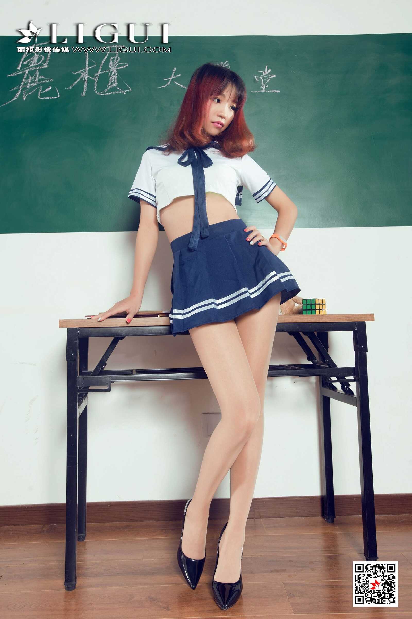 腿模ALAN《教室丝足高跟》 [丽柜Ligui] 写真集第12张