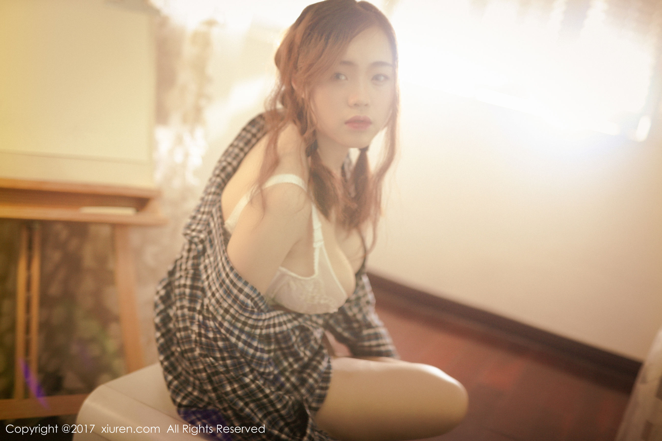 米爱Demon《格子衬衫+半透内衣系列》 秀人网XIUREN No.754第13张
