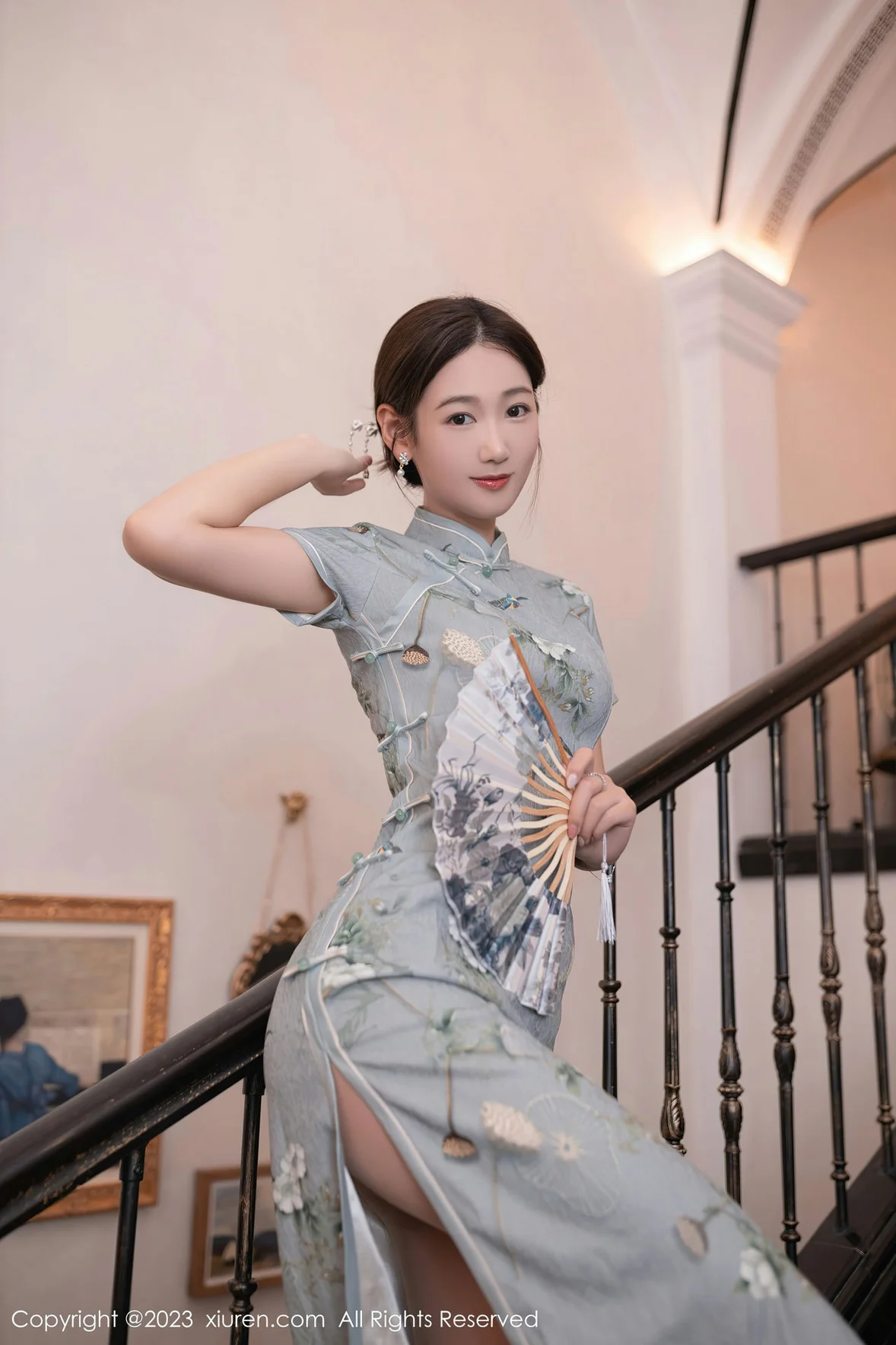  XiuRen 秀人 No.7232 唐安琪 绿灰色旗袍巴厘岛旅拍 [77P]第2张