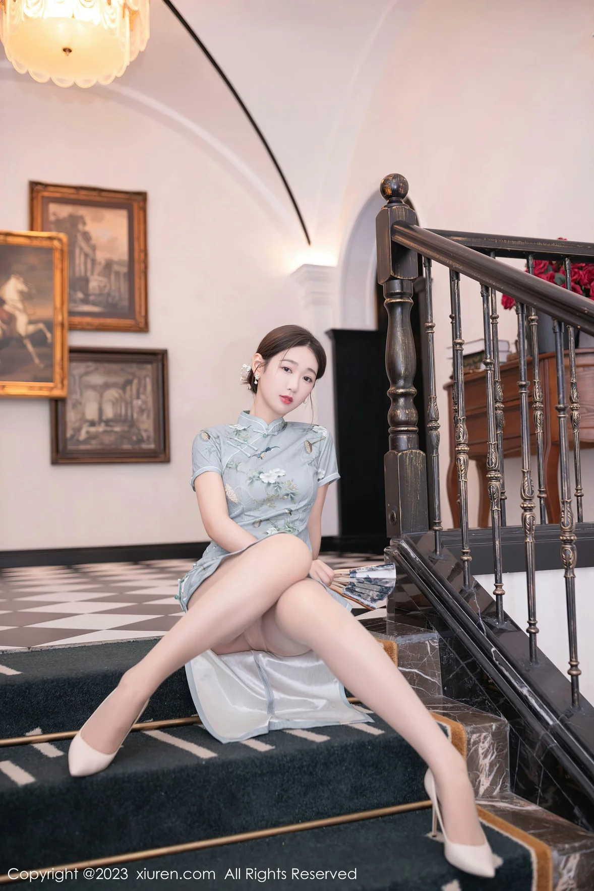  XiuRen 秀人 No.7232 唐安琪 绿灰色旗袍巴厘岛旅拍 [77P]第4张