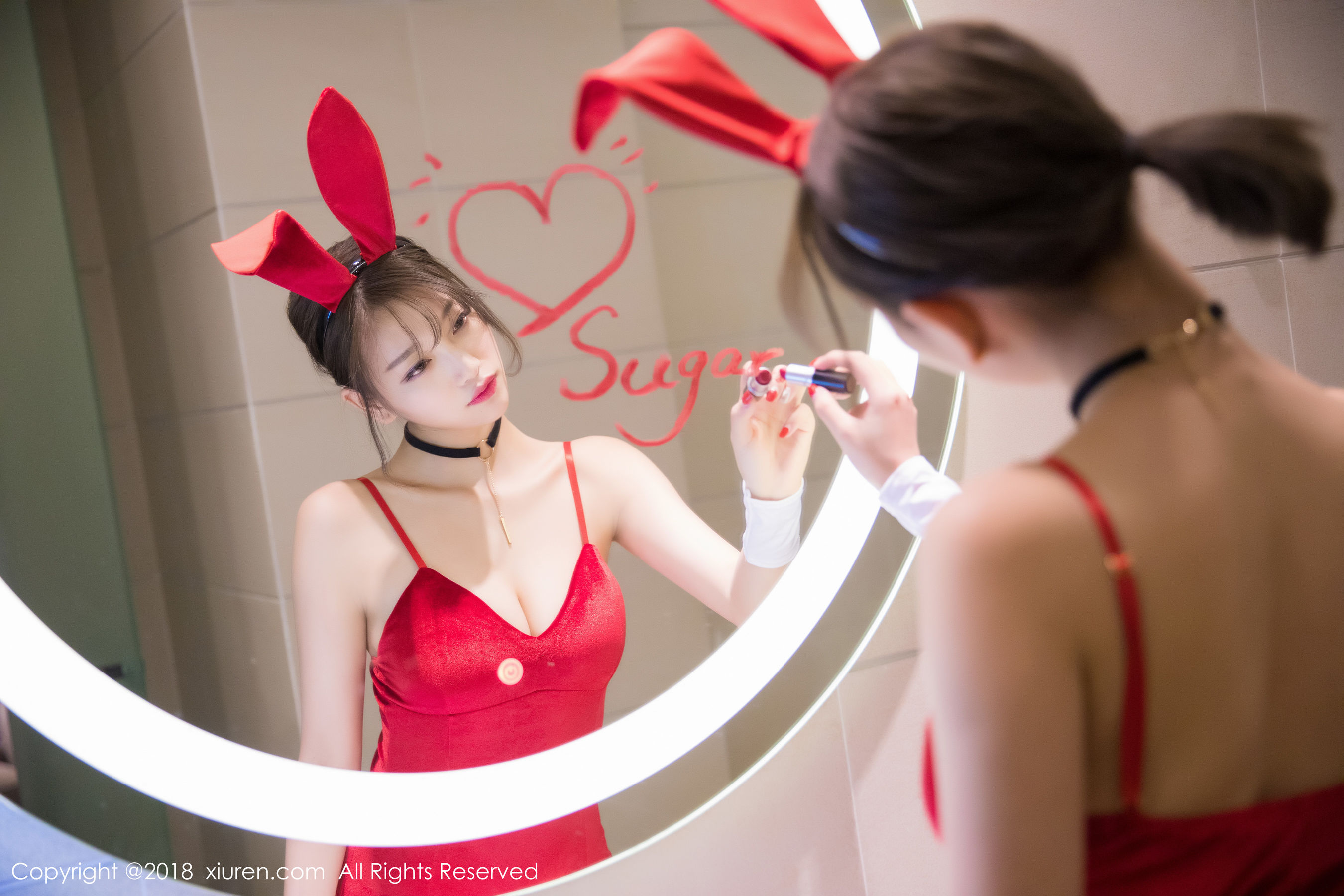  杨晨晨sugar《黑丝兔女郎+浴室湿身系列》 XiuRen 秀人网 No.1033第3张