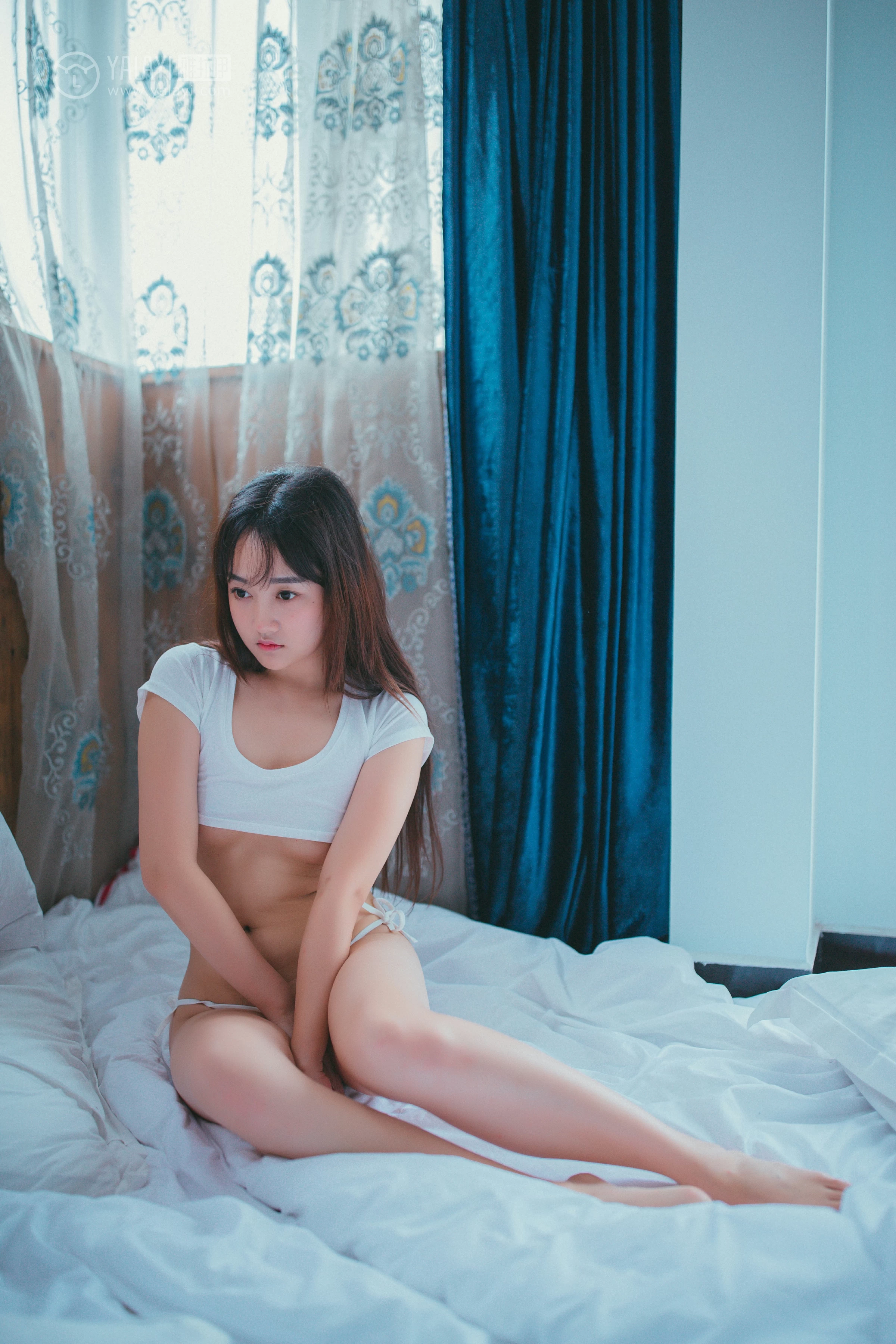 [YALAYI雅拉伊]NO.093 蓝色恋人 伊伊小仙女 白色透视睡衣加蕾丝情趣内衣性感私房写真集第12张