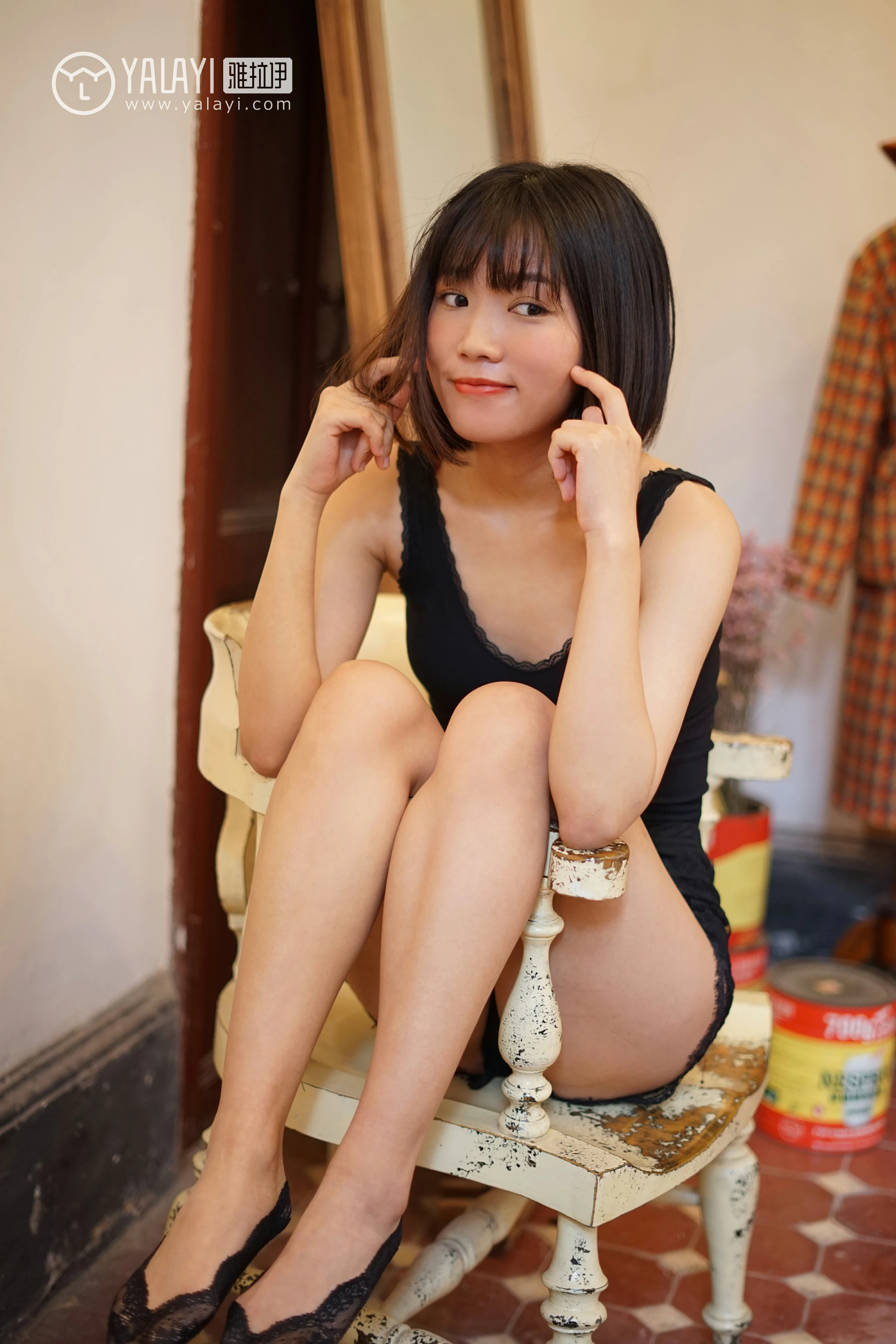 [YALAYI雅拉伊]NO.084 淤青 公主小兔子 黑色透视上衣加蕾丝镂空短裤性感私房写真集第13张