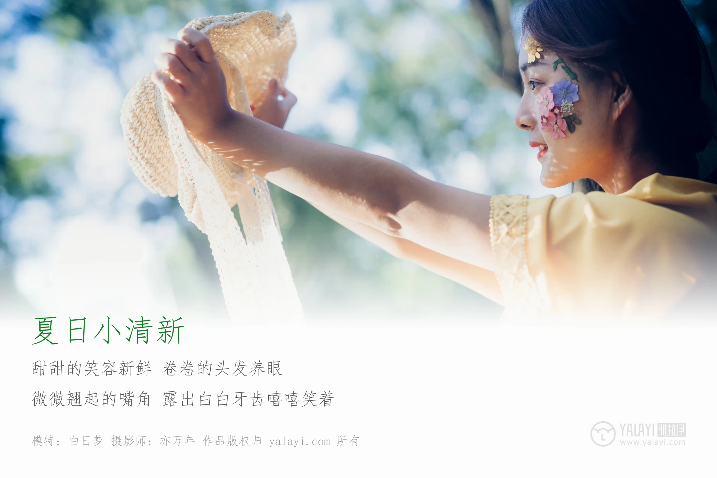 [YALAYI雅拉伊]NO.117 夏日小清新 白日梦 黄色蕾丝连衣裙清纯私房写真集第1张