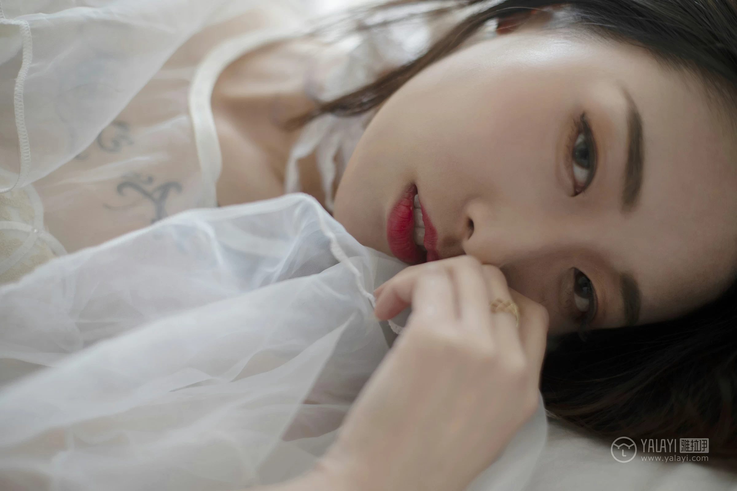 [YALAYI雅拉伊]No.188 蕾丝浅笑 佳佳 白色情趣透视纱裙加白色蕾丝内衣性感私房写真集第3张