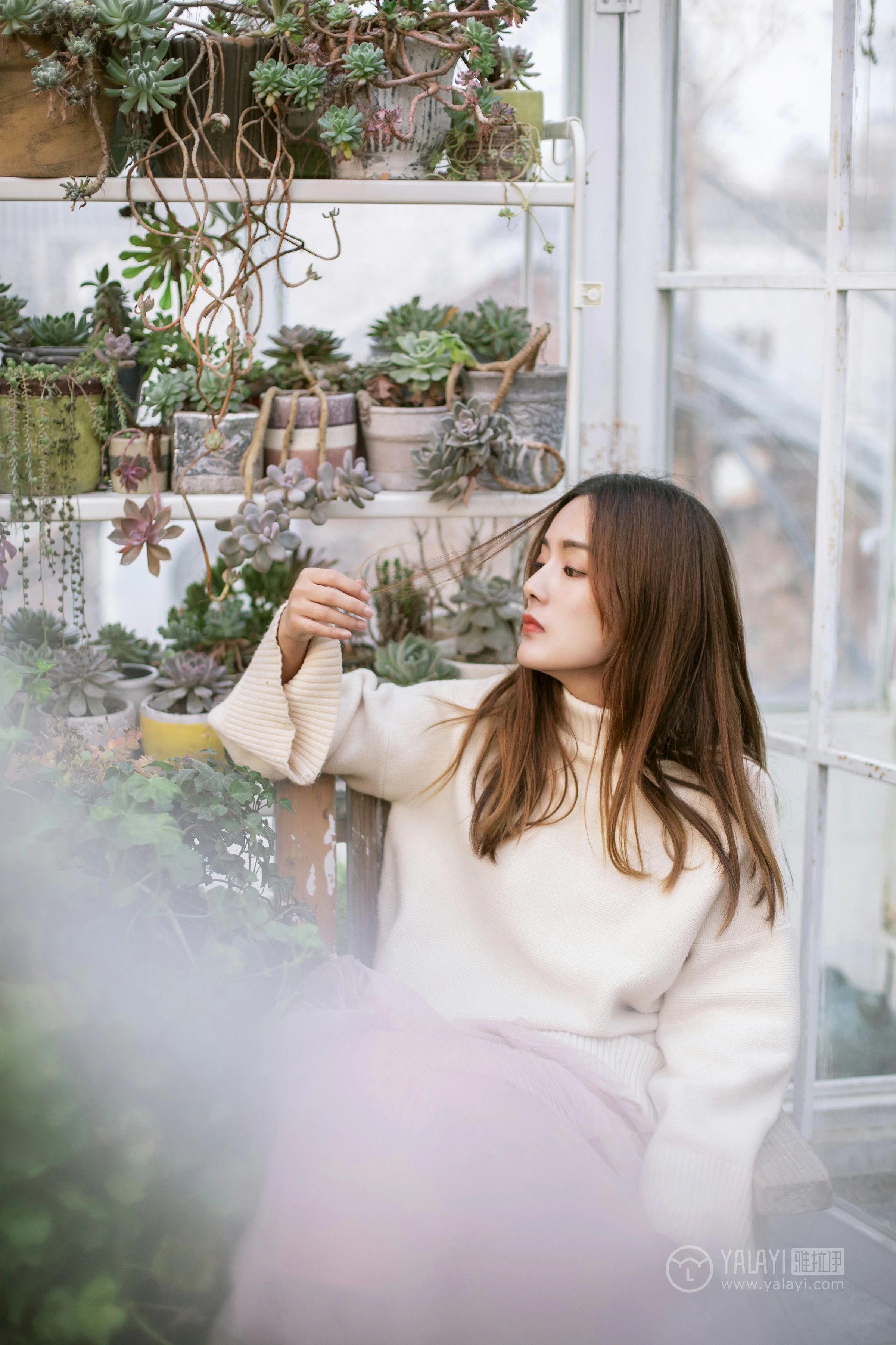 [YALAYI雅拉伊]No.209 温柔的你 白日梦 白色连身毛衣清新私房写真集第10张
