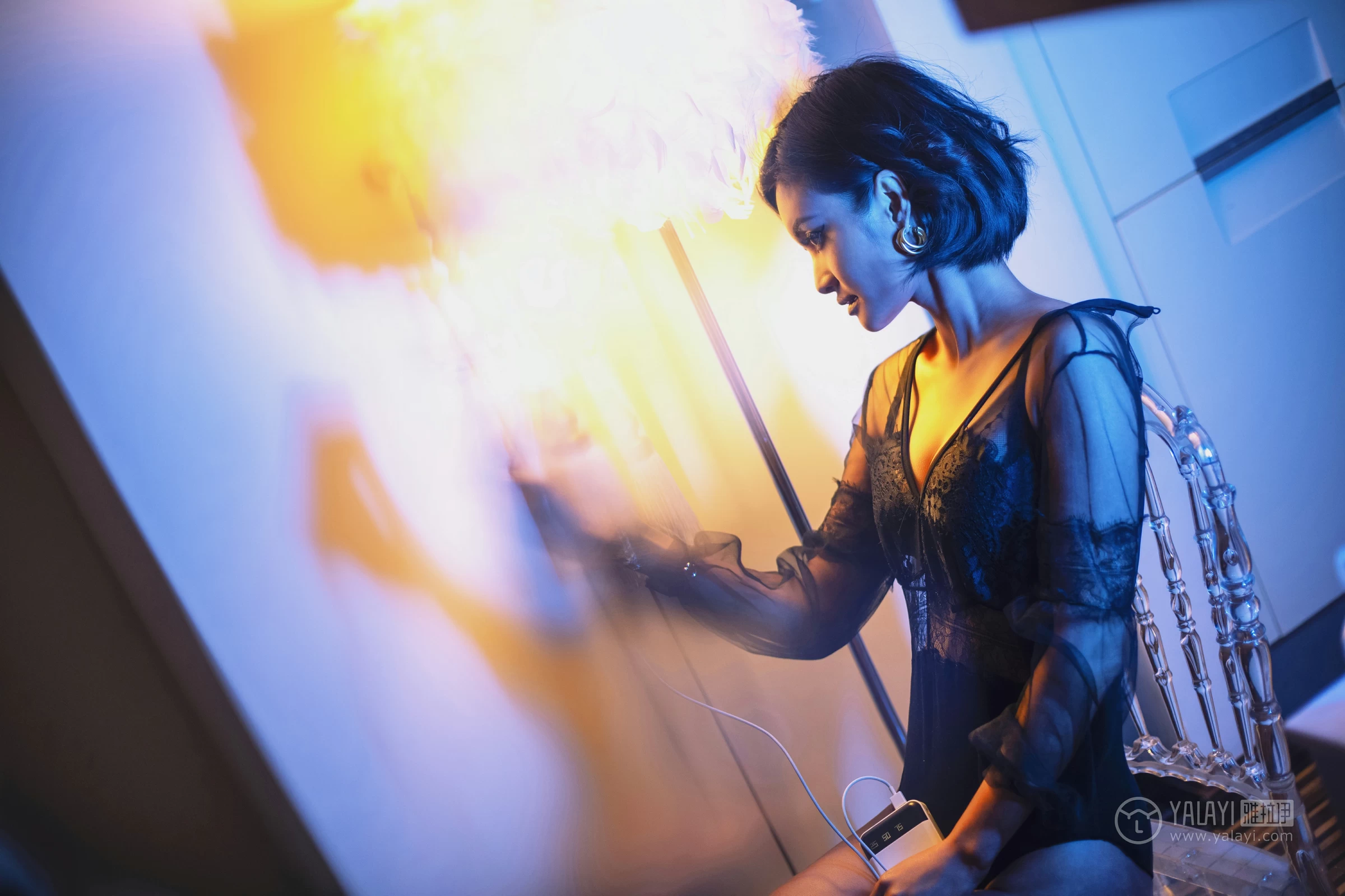 [YALAYI雅拉伊]No.242 一往情深 王艺颖 黑色透视情趣内衣性感私房写真集第9张