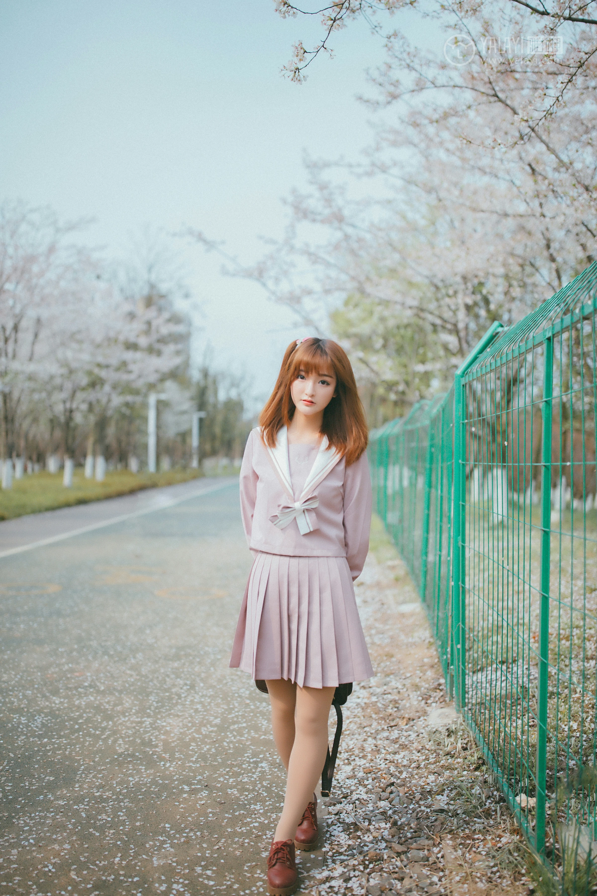 [YALAYI雅拉伊]No.246 樱花樱花想见你 团团 日本高中女生制服加肉色丝袜美腿性感私房写真集第5张