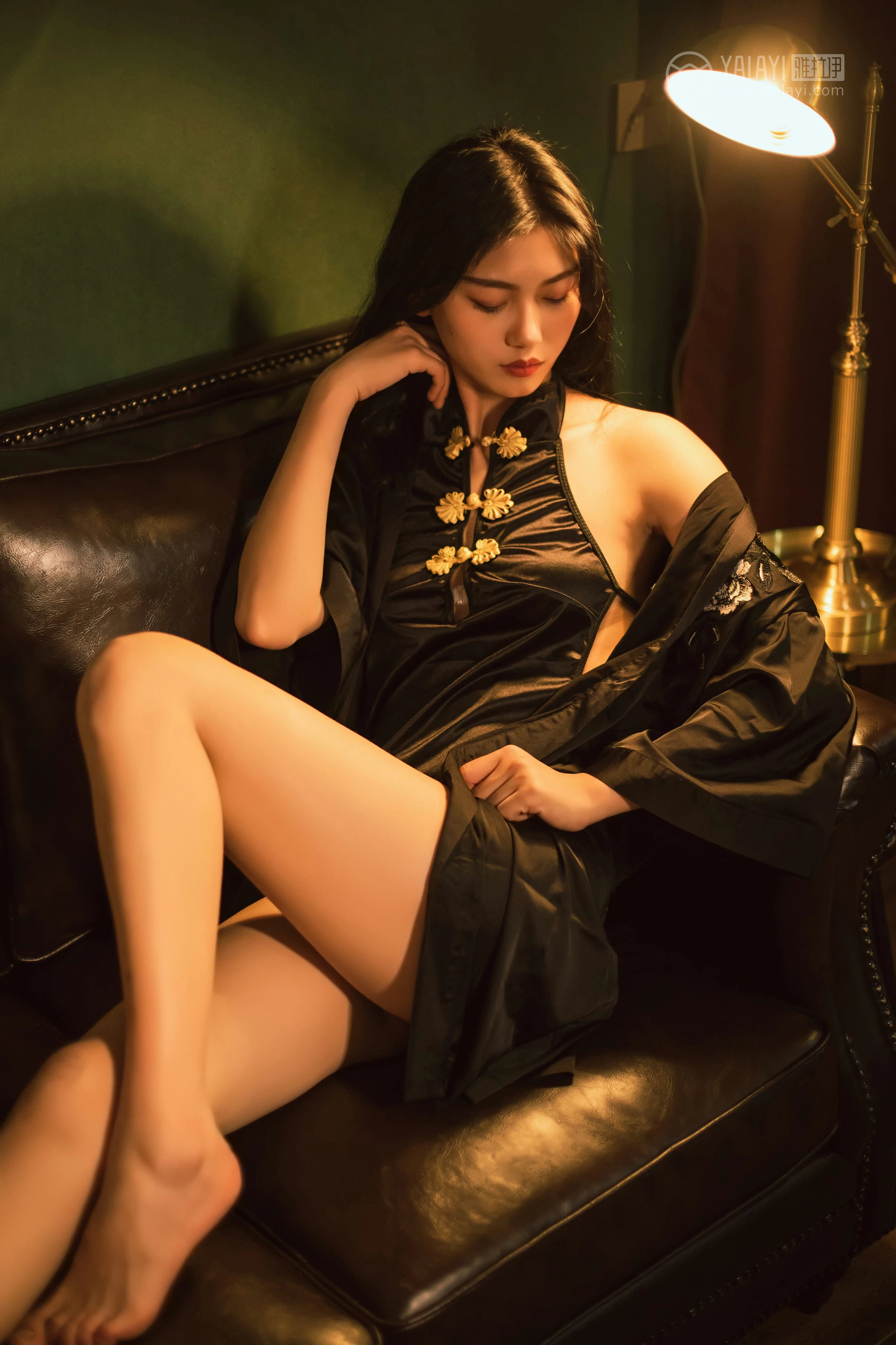 [YALAYI雅拉伊]No.309 夜来香 和风 黑色睡衣加黑色情趣旗袍性感私房写真集第11张