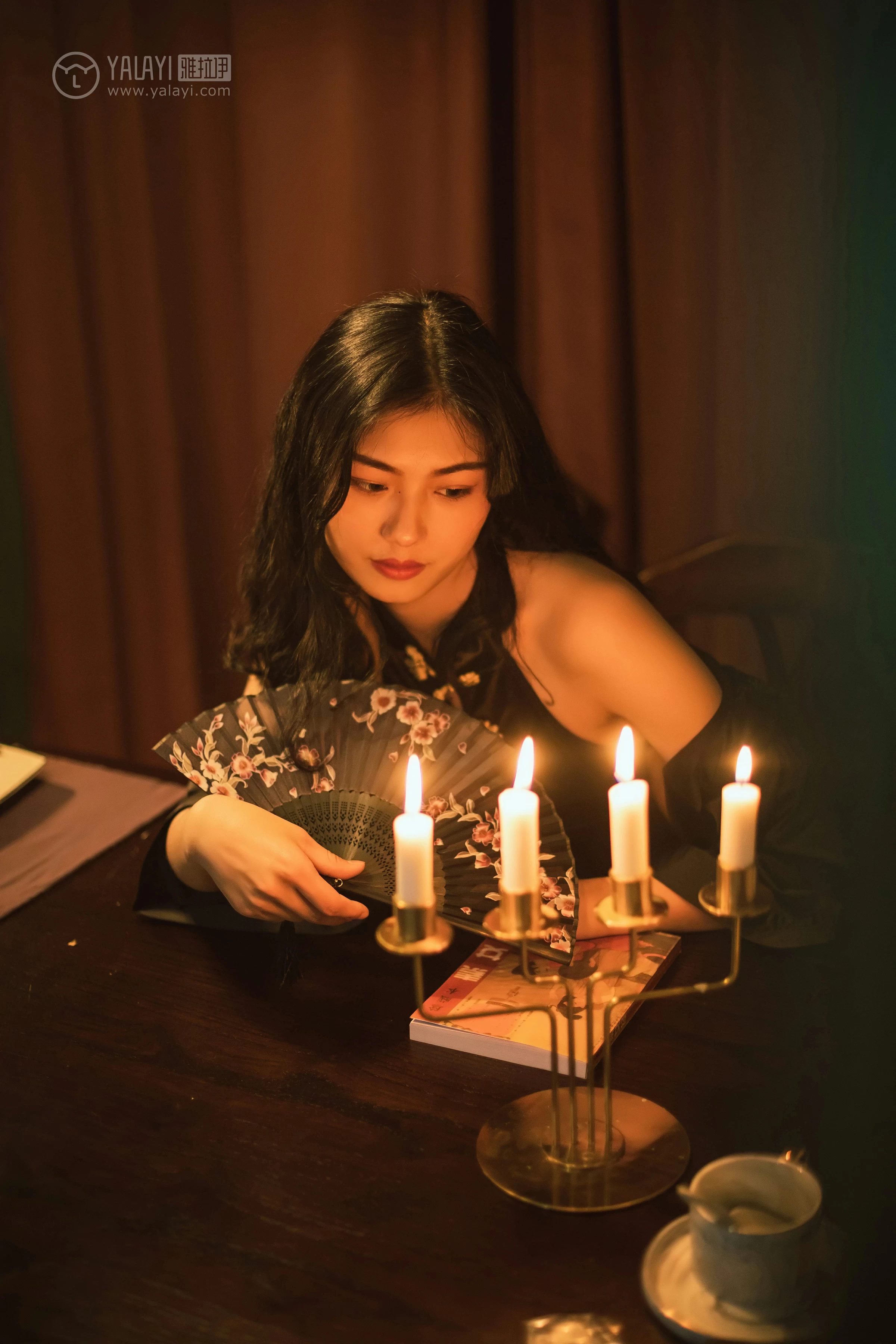 [YALAYI雅拉伊]No.309 夜来香 和风 黑色睡衣加黑色情趣旗袍性感私房写真集第13张
