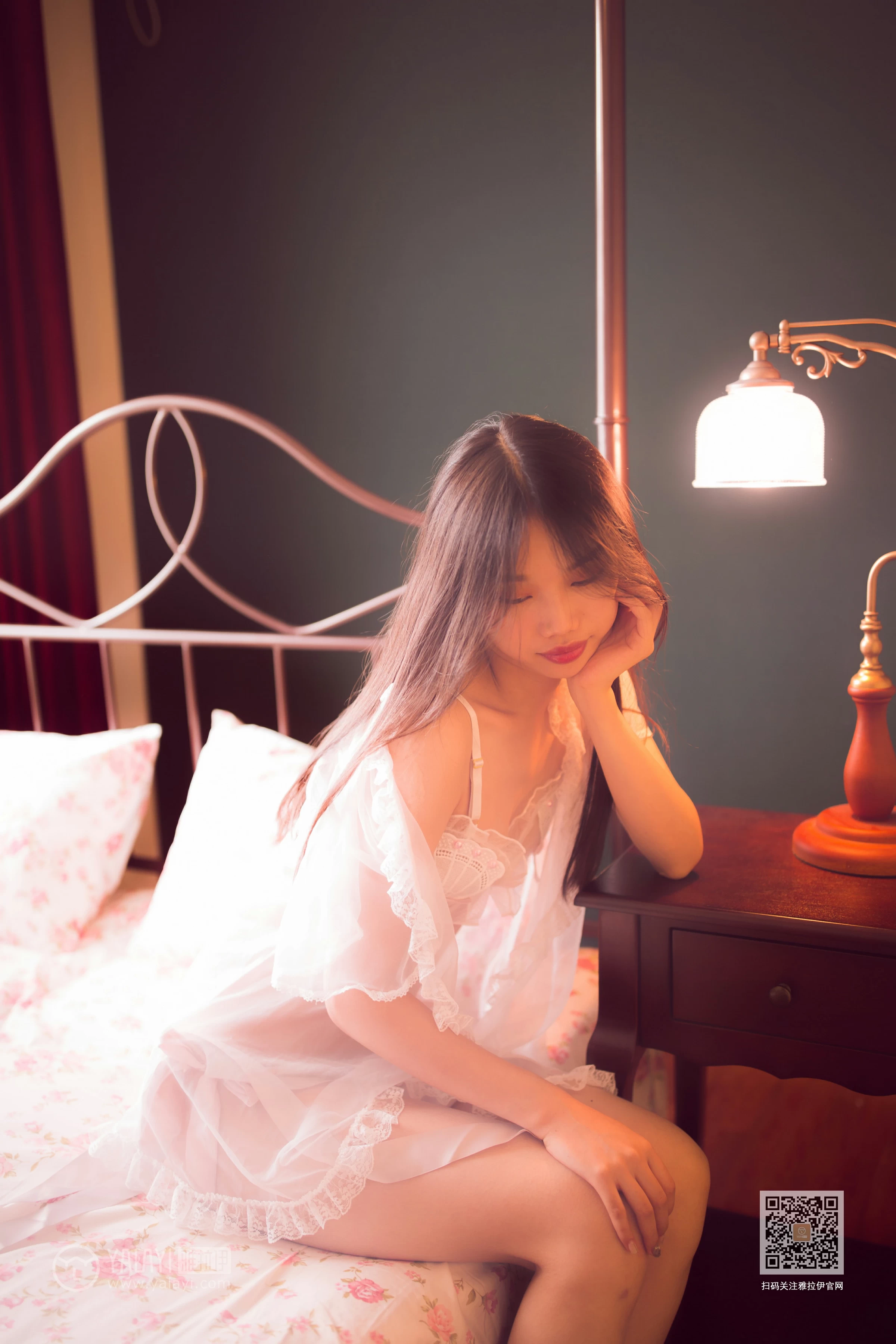 [YALAYI雅拉伊]No.394 情深深 加奈 白色透视睡衣加情趣内衣性感私房写真集第9张