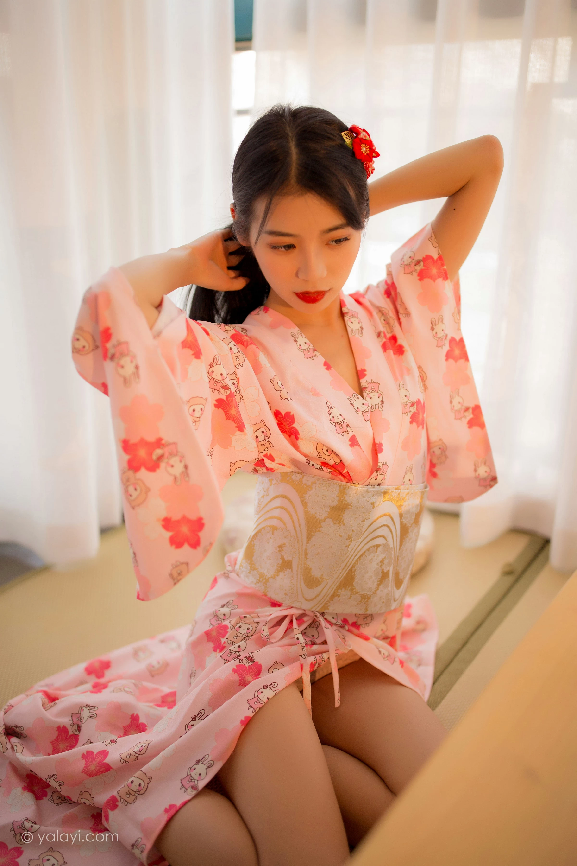 [YALAYI雅拉伊]NO.679 《花香自来》 丽雅 粉色和服居家性感私房写真集第4张