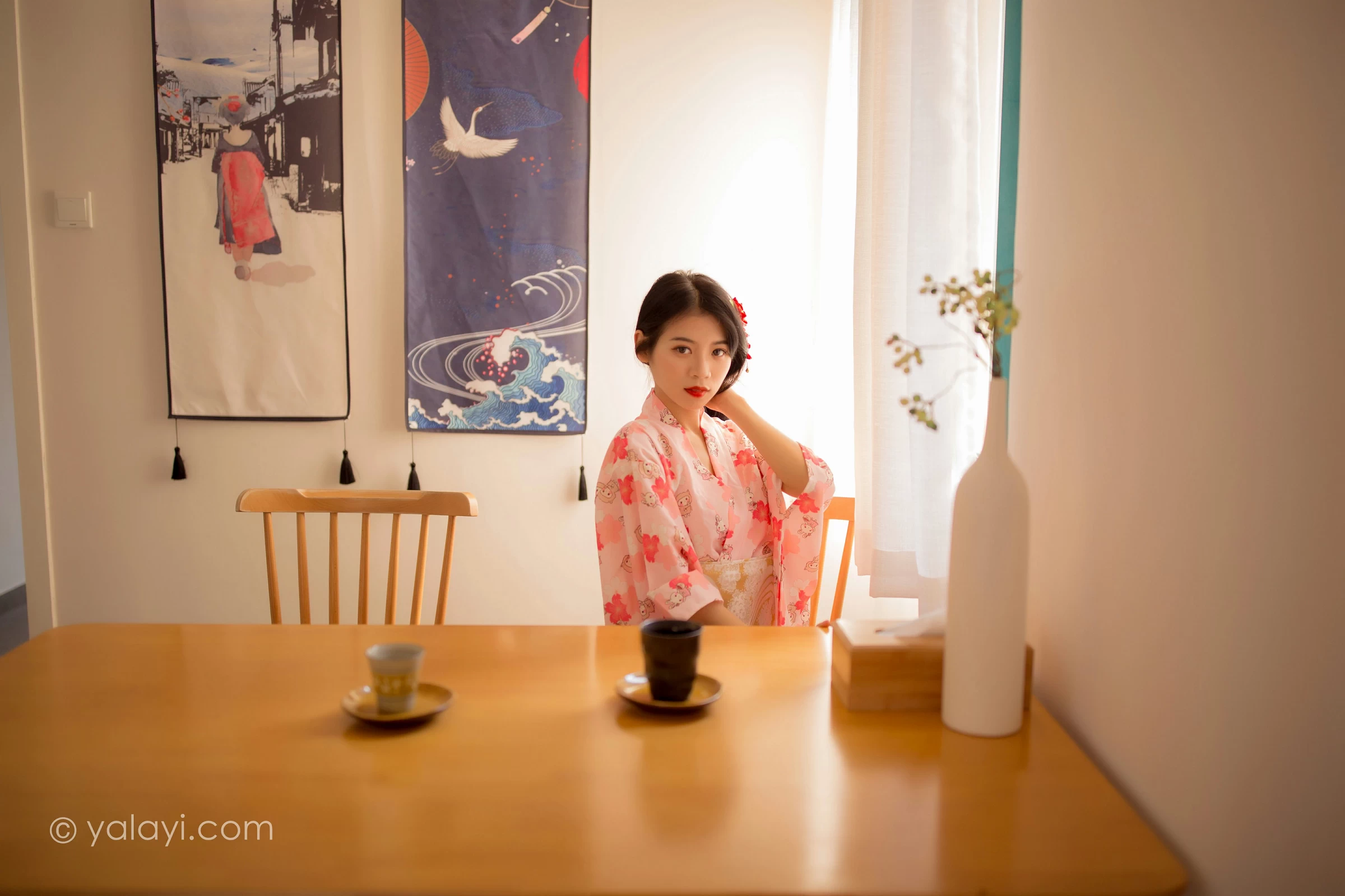 [YALAYI雅拉伊]NO.679 《花香自来》 丽雅 粉色和服居家性感私房写真集第15张