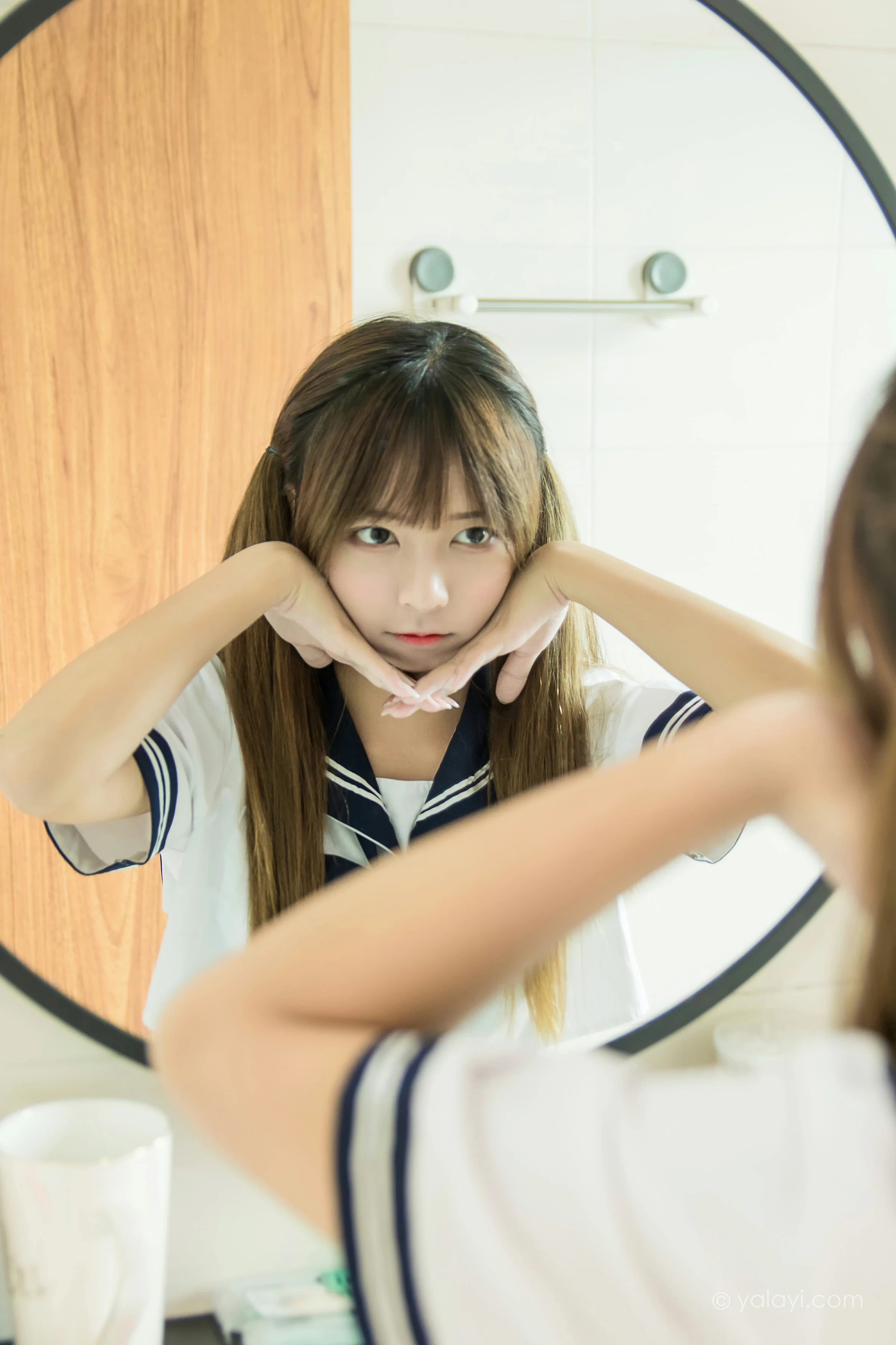 [YALAYI雅拉伊]NO.681 《少女的夏天》 阿禾 JK水手制服加蓝色紧身连体体操服性感私房写真集第13张