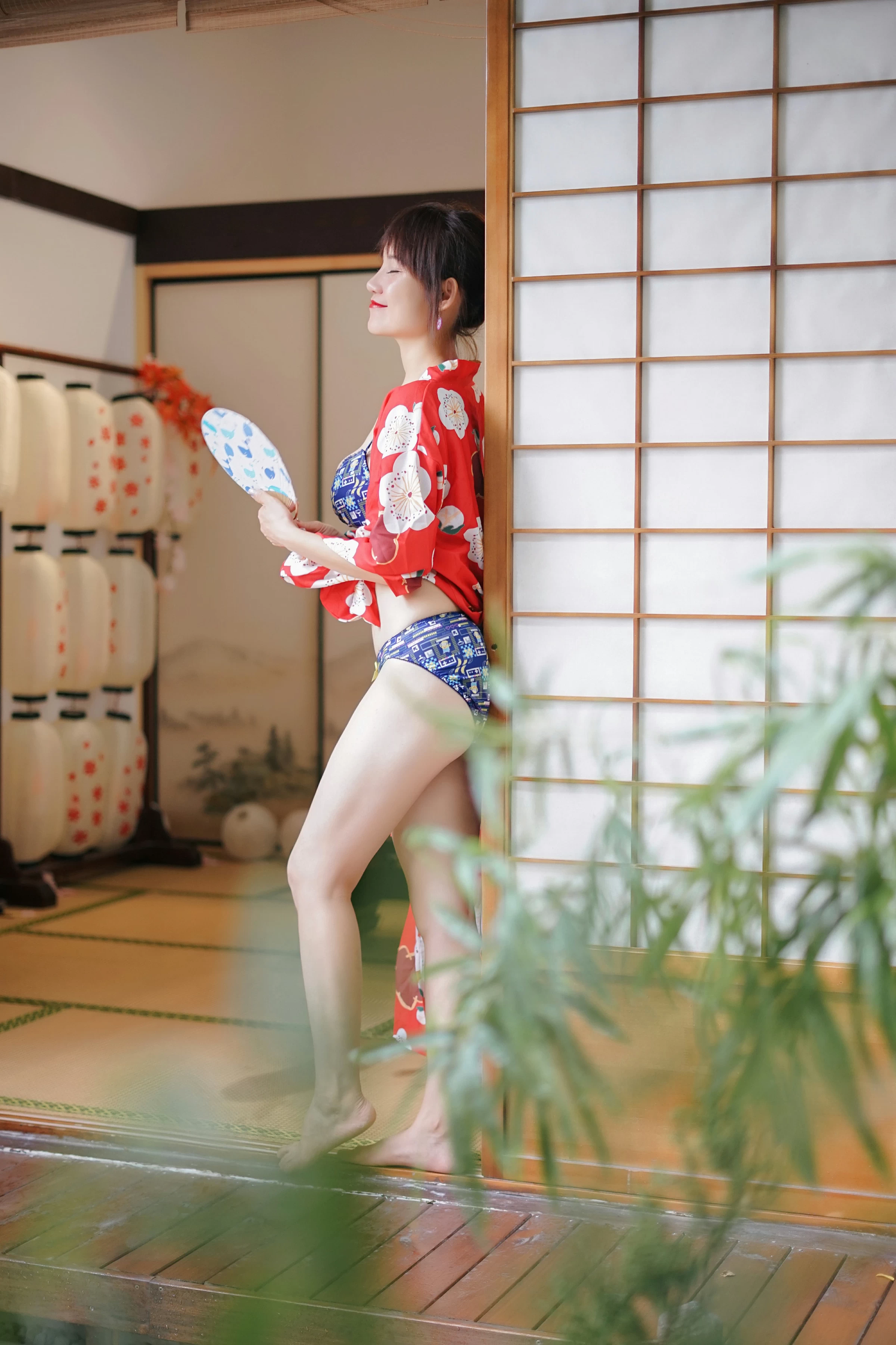 [YALAYI雅拉伊]NO.714 《自娱》 多香子 粉色和服加蓝色内衣性感私房写真集第10张