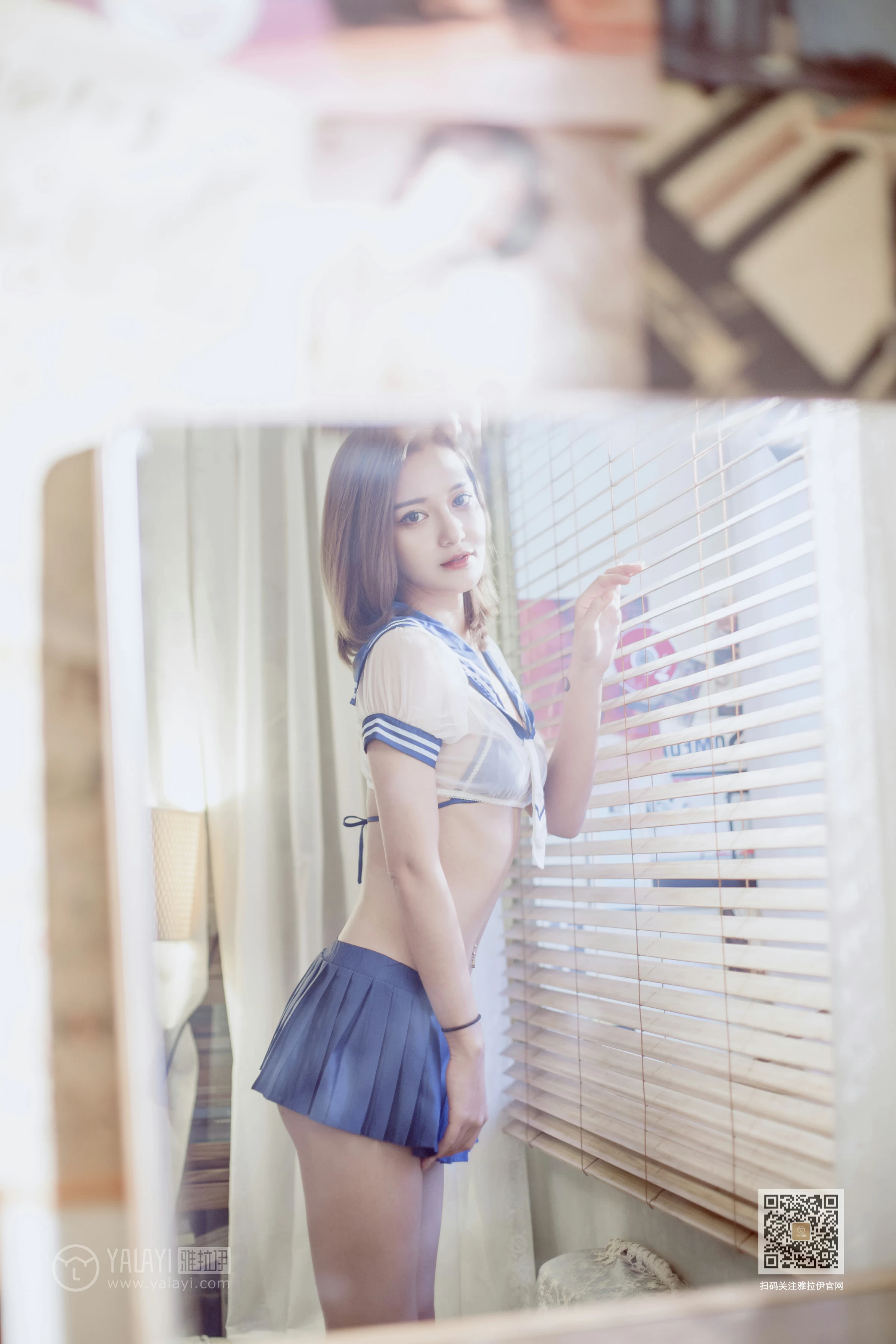 [YALAYI雅拉伊]Vol.538 回到那年 刘子炀 透视情趣高中女生制服加蓝色内衣性感私房写真集第13张