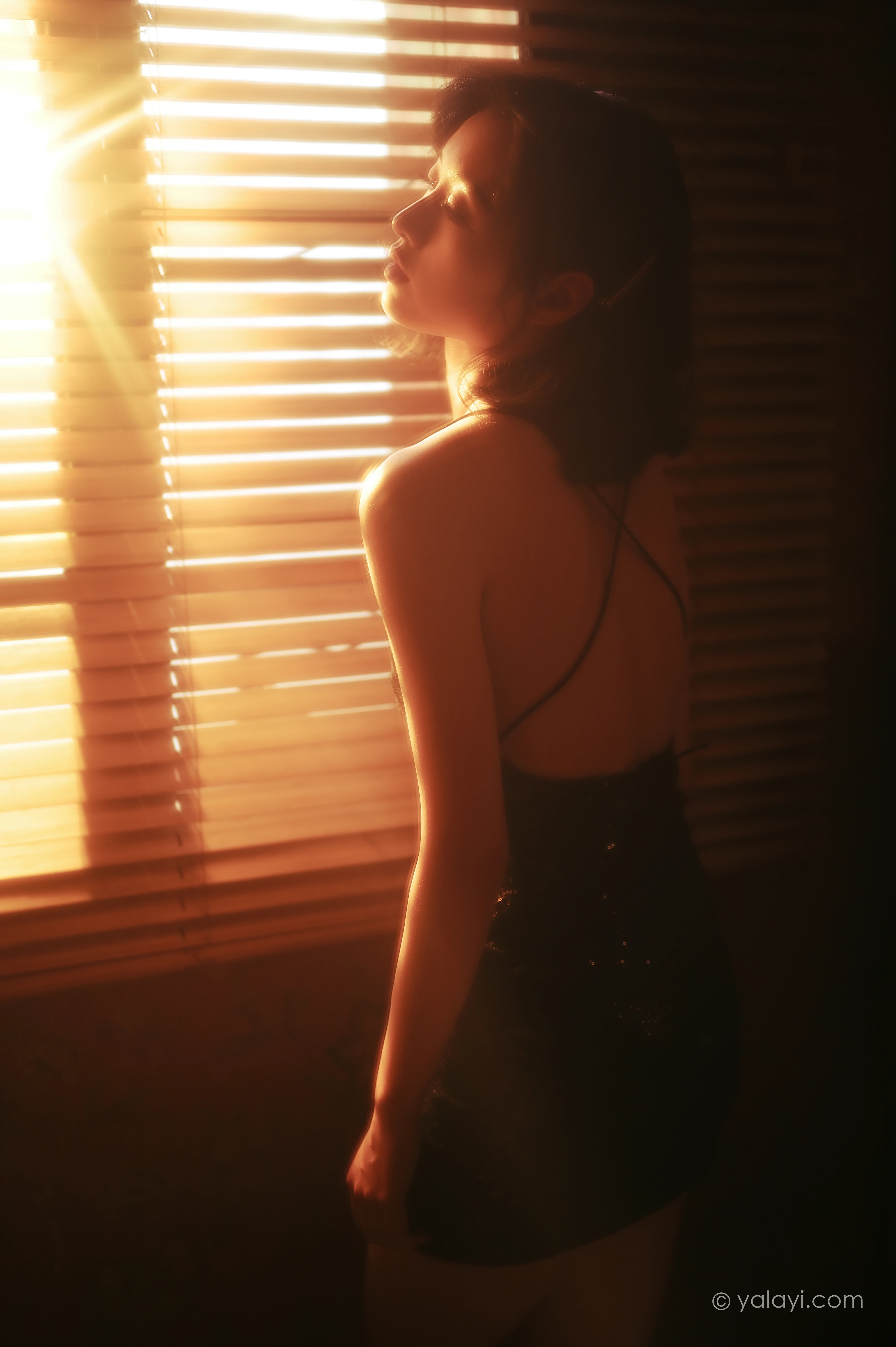 [YALAYI雅拉伊]NO.756 流金岁月 京京 黑色紧身吊带裸背连衣裙性感写真集第8张