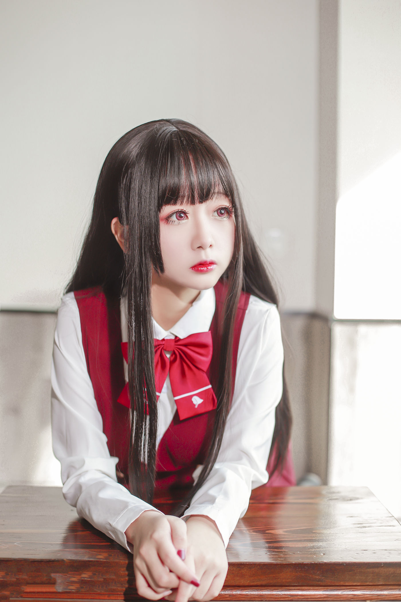 Cosplay日奈娇- JK少女红裙 [28P]第6张